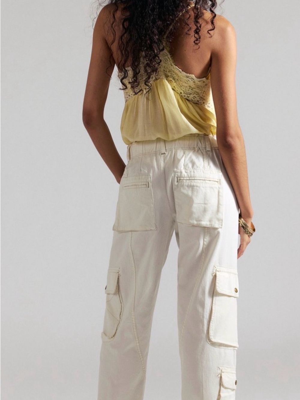 Free People Tahiti Cargo Drawstring Pants Tofu - Picture 2 of 7